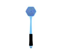 perfk Spazzola per doccia in silicone, spazzola per il corpo, doppia faccia, schiuma pulente compatta, manico antiscivolo, setole in silicone, Blu