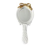 perfk Specchio per le maniglia Specchio per il trucco portatile compatto Rose Cosmetic Clear Mirror, Bianco