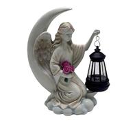 perfk Statua da Giardino a Forma con Luce Solare, Ornamento da Prato, Statuetta da Esterno, Lanterna per