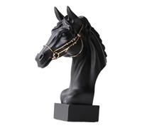perfk Statua di, scultura di cavallo 3D, opera d'arte, statuetta di animali in resina, ornamento per libreria, tavolo, regalo di, Nero
