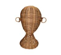perfk Supporto per portabricchini di rattan manikin e supporto parrucca, testa di parrucca, testa di cappelli per la testa, per lo stilista di capelli per, CaffÈ