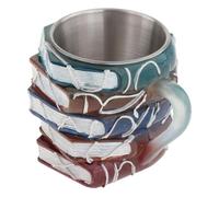 perfk Tazza da caffè a Forma di Libri impilati Dipinti, 260 ml, 9 x 9 x 12 cm, novità Multiuso per Amanti della Letteratura, Ornamento da scrivania in