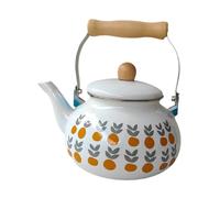 perfk Teiera Smaltata Caffettiera 2,5L Scaldalatte Bollitore d'Acqua Vintage Pentola Smaltata Floreale per fornello Ristorante Acqua Calda