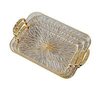 perfk Vassoio da portata da 3 pezzi con maniglia, organizer da banco, vassoio per tazze d'acqua, versatile contenitore per gioielli, per la cucina, per, Chiaro E Oro