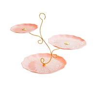 perfk Vassoio per frutta e pasticceria a 3 livelli, ornamenti eleganti nordici, espositore per dolci, supporto per dolciumi, decorazioni per la scrivania di, Rosa