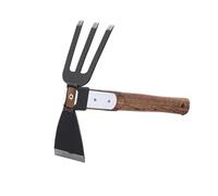 perfk Zappa e coltivatore con Manico in Legno, Robusto attrezzo da Giardino 2 in 1, rastrello da Giardino per diserbo del Prato, allentamento del Terreno, Style a