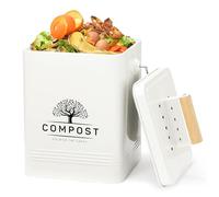 Perfnique Pattumiera per compostaggio da cucina, 6 l, con coperchio, per interni, include 2 filtri a carbone, secchio piccolo per compost, cestino per rifiuti alimentari per cucina con sacchetti della