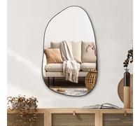 PERFNIQUE Specchio da parete asimmetrico irregolare, 85 x 52 cm, moderno specchio dorato, stile bohémien, decorazione da parete per bagno, camera da letto, soggiorno, ingresso, caminetto, montaggio a