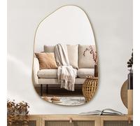 PERFNIQUE Specchio irregolare da parete, asimmetrico, 101,6 x 66 cm, oro specchio per bagno, camera da letto, soggiorno, ingresso, decorazione decorativa moderna da parete, da parete (oro, 101,6 x 66