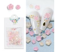 perforare le pietre preziose, 4,5 g di strass for nail art a forma di fiore in acrilico, multicolore, misure miste, 50 pezzi(50Pc-SCH02)