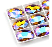 perforare le pietre preziose, Strass di vetro ovale AB, non hotfix, in acrilico, multicolore, confezione da 100 pezzi, fai da te(Gold yellow AB,10x14mm 25pcs)