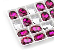 perforare le pietre preziose, Strass di vetro ovale AB, non hotfix, in acrilico, multicolore, confezione da 100 pezzi, fai da te(Rose red AB27,6x8mm 50pcs)