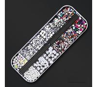 perforare le pietre preziose, Strass Hotfix AB Flatback Cristallo Multicolore Varie Misure 12 Griglia Scatola Nail Art(93)