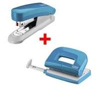 Novus 020-1876 Twin Set Stapler with Punch E 15/E 210 - Desk Set Petrol