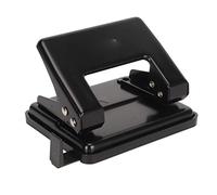 Perforatrice a 2 fori, portatile, antiscivolo, salva sforzo, resistente, nera, per carta, per aule, ufficio, cerniera standard, distanza tra i fori da 19 mm, set di coltelli per