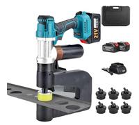 Perforatrice idraulica, perforatrice elettrica a batteria con 2 batterie, profondità di foratura 150 mm, per impieghi gravosi su metallo, avvio con un solo pulsante, matrici(With 6 molds)