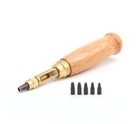 Perforatrice per fori per pelle, 1,5 mm-3,5 mm, con manico in legno, perforatrice automatica per cinture, per fai da te, artigianato, cucito, pelletteria