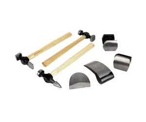 PERFORMANCE TOOL W1007DB - Kit di Riparazione carrozzeria per Auto, 7 Pezzi, con Testa a Martello in Acciaio al Carbonio e carrelli su Manici in Legno