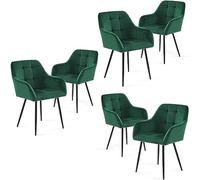 Perfur Casa Sedie Sala da Pranzo Set 6 - Sedia da cucina in velluto, imbottita, per sala da pranzo, soggiorno, con braccioli e gambe in metallo, colore verde