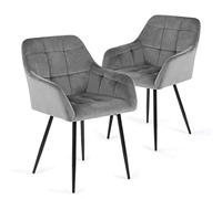 Perfur Casa Set di 2 Sedie da Pranzo Moderne da Cucina Mid-Century Imbottite in Velluto per Soggiorno, Comode Sedie per Camera da Letto (Grigio, 2)