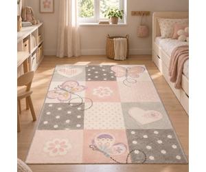 Pergamon Maui Kids - Tappeto Bambini - Quadri Cuori Rosa - 5 Dimensioni