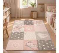 Pergamon Tappeto Bambini Maui Kids Cuori Quadri Rosa Cameretta Moderna