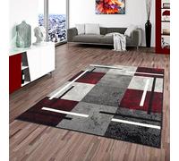 Pergamon Trendline - Tappeto Moderno - Diamante - Nero Rosso - 5 Dimensioni