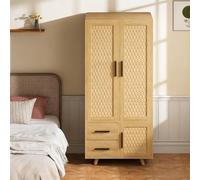 PerGar Armadio con 2 cassetti e maniglie in metallo nero, 3 armadi, moderno stile bohémien, per camera da letto, modulare, 176 x 52 x 80 cm