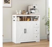 PerGar Cassettiera con 3 cassetti e 2 ante, credenza, cassettiera moderna, regolabile, per camera da letto, soggiorno, studio, corridoio, bianco, 100 x 105 x 40 cm