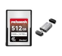 Pergear 512GB Scheda di memoria CFexpress tipo A, fino a 800 MB/s di velocità di lettura e 780 MB/s di velocità di scrittura per 4K 120P, 8K 30P (con lettore di schede) per fotocamera Alpha & FX