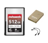 PERGEAR Standard Series CFexpress Tipo A 512GB Scheda con Lettore di Schede | Velocità di lettura fino a 800 MB/s e velocità di scrittura fino a 780 MB/s, per 4K/8K, per fotocamere Sony serie Alpha e FX