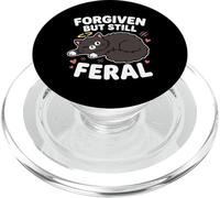 Pergiven But Still Feral Black Cute Cat Kawaii Halo Art PopSockets PopGrip per MagSafe