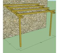 Pergola addossata 2x4 pensilina in legno impregnato e ferramenta zincata inclusa