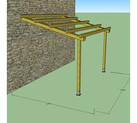 Pergola addossata 3x4 in legno impregnato e ferramenta zincata inclusa