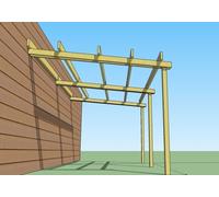 Pergola addossata 3x5 in legno trattato in autoclave e ferramenta inclusa