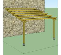 Pergola addossata 4x4 in legno impregnato in autoclave e ferramenta zincata