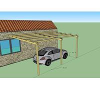 Pergola addossata 4x6 tettoia in legno di pino impregnato e ferramenta inclusa