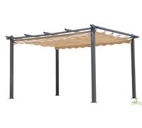 PERGOLA ALLUMINIO GAZEBO COPERTURA TELO ECRù RETRAIBILE MT.3X4 TETTOIA 300X400