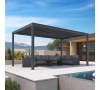 Pergola bioclimatica 4,8 x 3 m, doghe in alluminio regolabili, 14,4 m², tettoia da giardino per esterni, patio, gazebo grigio per terrazza e cortile, soluzione ombreggiante