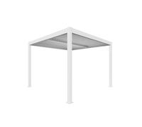 VERDELOOK | Pergola Bioclimatica Atena 100 Effetto Legno 3x3 H2,5 m con Lamelle Bianche, Pergola in Alluminio con Lamelle Orientabili con Arganello e Grondaia Integrata