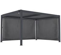 Pergola bioclimatica "Windsor premium" con led e 2 tende in alluminio - 3 x 4 m - Grigio
