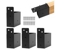 Pergola Brackets, 4 Pieces Heavy Duty Hardware Kit, Rustproof Stable Support, Easy Installation Design, Ideal for Garage, Shed, Deck, Greenhouse, Outdoor, Home 20.88 inch Black