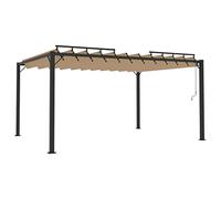 Pergola con tetto a lamelle 3x4 m, tessuto tortora e alluminio, tetto regolabile per il controllo individuale della luce, elegante copertura per patio per giardino e spazi esterni