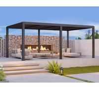 Pergola da 6 x 3,68 m, feritoie regolabili in alluminio, 22,08 m², gazebo da giardino moderno grigio per patio e cortile, soluzione ombreggiante per esterni