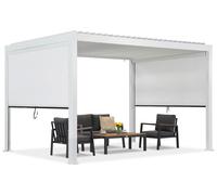 Pergola da terrazzo autoportante Lagos 3x4 con tapparelle laterali da 3 m Garden Point bianco