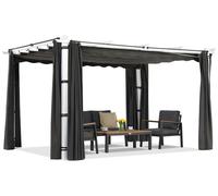 Pergola da terrazzo Barbados 3x4 m con tende Garden Point bianco-antracite