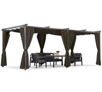 Pergola da terrazzo marrone La Palma 3x6m con tende Garden Point