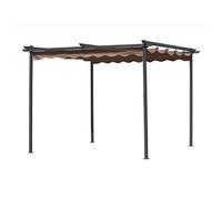 Pergola gazebo acciaio top retrattile poliestere ecrù 3x3 mt da giardino esterno