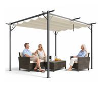 BAKAJI Gazebo Pergola Beige con Telo Retrattile in Poliestere Impermeabile e Anti UV, Struttura Resistente alle Intemperie, Ideale per Esterno, Giardino, Terrazzo, Patio, Ristorante, Bar (3 x 4 Metri)