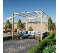 Pergola in Legno 3x3 m per Esterno e Giardino - Pino Massello Impregnato in Autoclave - Struttura per Gazebo o Carport - Kit di Montaggio Incluso - Altezza 247 cm - Colore Naturale
